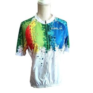 Frelsi My Rainbow Graffiti Unisex Short Sleeve Cycling Jersey 2XL Moisture Wick